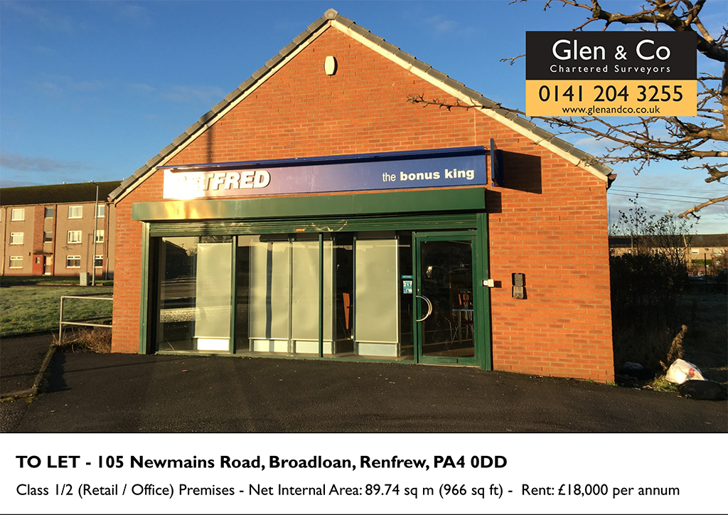Available Shop & Commercial Property Units to let in West Central Scotland